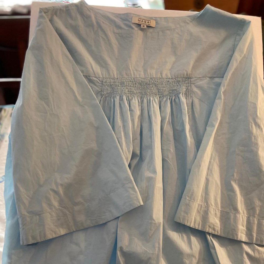 Masai Copenhagen Light Blue Wide-Sleeve Tunic, Size Medium
